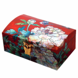 Mother of Pearl Wooden Jewelry Box with Peony Design